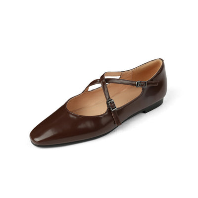 Zapatos Casuales Retro de Cuero Genuino con Punta Redonda para Mujer - Image 6