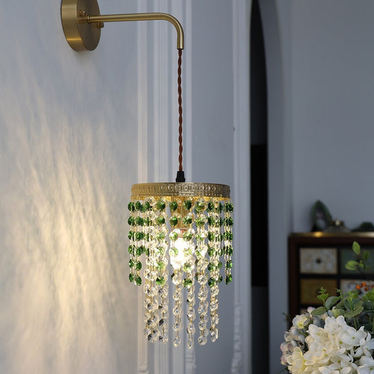 Lámpara de Mesita Retro Verde Glaciar con Cristal Decorativo - Image 4