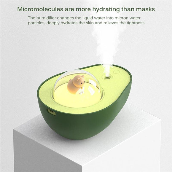 Humidificador Portátil Aguacate USB con Luz Nocturna y Difusor de Niebla