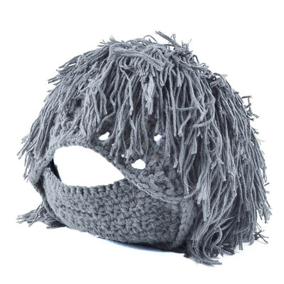 Gorro Tejido Divertido con Barba y Peluca Integrada - Image 5
