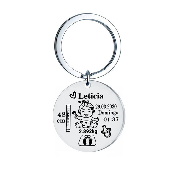Llavero Conmemorativo de Bebé en Acero Titanio