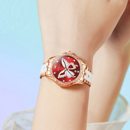 Reloj de Cuarzo para Mujer con Banda Cerámica Luminosa e Impermeable
