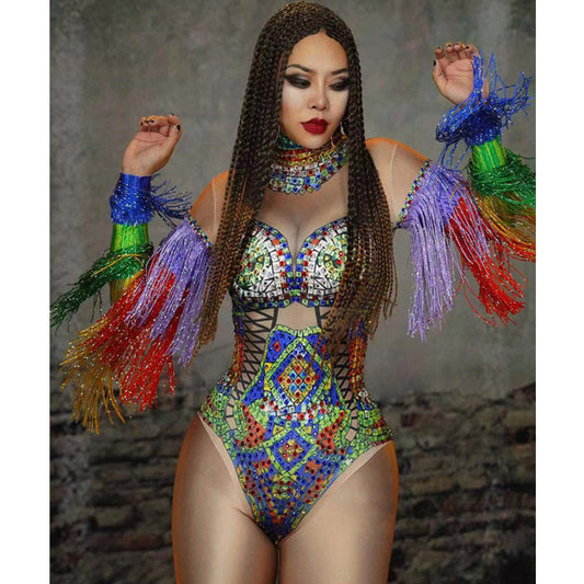 Jumpsuit con Strass y Borlas para Presentaciones en Discoteca - Image 2