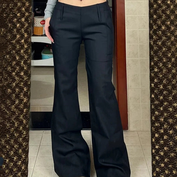 Pantalón de Talle Bajo Acampanado Mujer - Ajuste Slim con Caída Perfecta