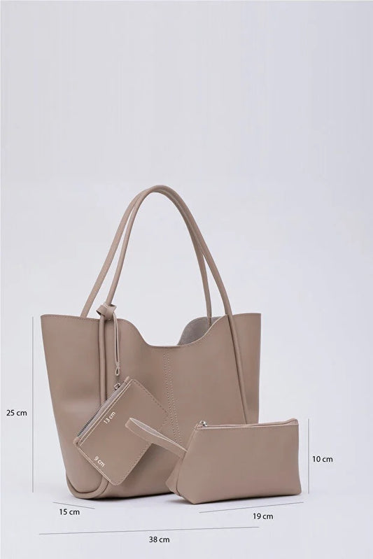 Bolso de Cuero Sintético para Mujer con Billetera y Neceser Incluidos