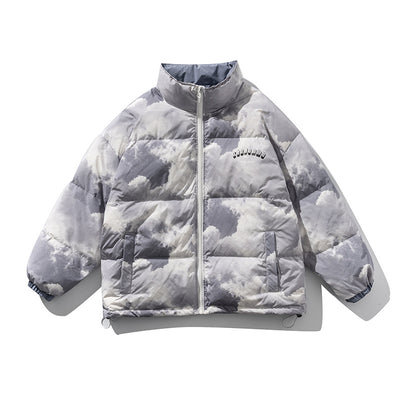 Chaqueta Acolchada con Cuello Alto Estampado Cielo Azul para Hombre - Image 9