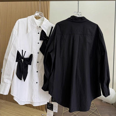 Blusa Elegante con Moño Tridimensional y Manga Larga Estilo Francés - Image 4