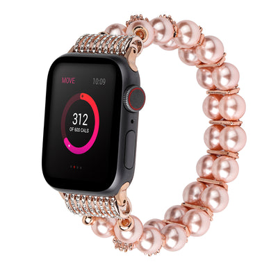 Correa Apple Watch Doble Fila con Flores de Circón y Perlas - Image 6