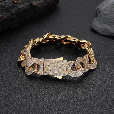 Pulsera Cubana de Zirconia Incrustada con Cadena de 8 Palabras - Image 12
