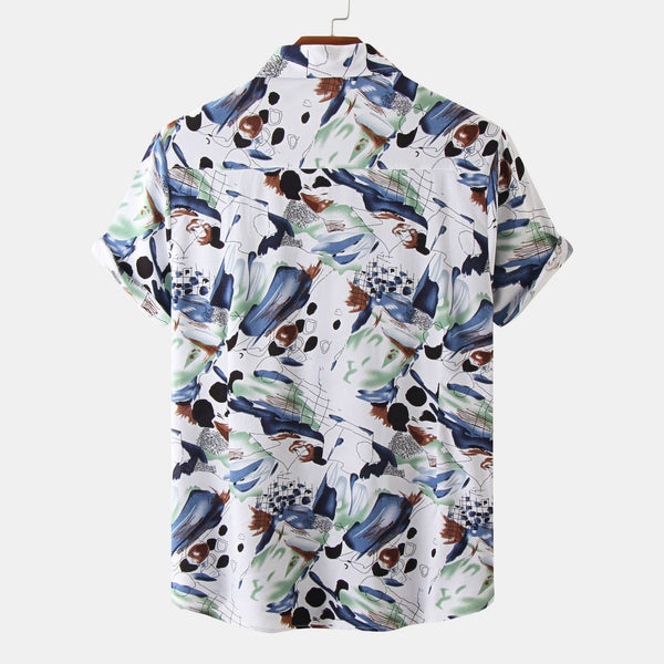Camisa Floral de Solapa para Hombre - Manga Corta
