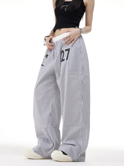Pantalones Rectos Anchos con Rayas Verticales Bordadas - Efecto Adelgazante - Image 20