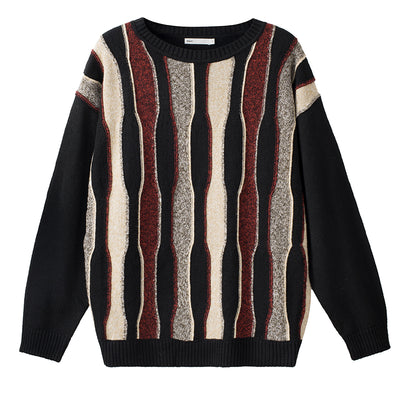 Suéter Retro de Rayas Cuello Redondo Unisex - Image 2