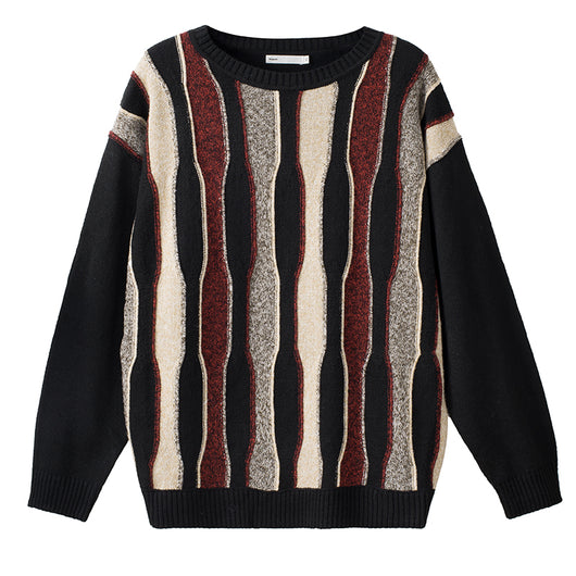Suéter Retro de Rayas Cuello Redondo Unisex - Image 2