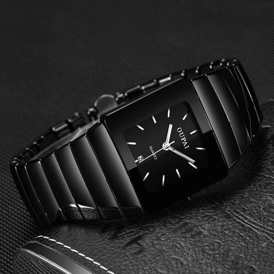 Reloj de Cuarzo Plateado con Diamantes y Carátula Cuadrada para Hombre - Image 9