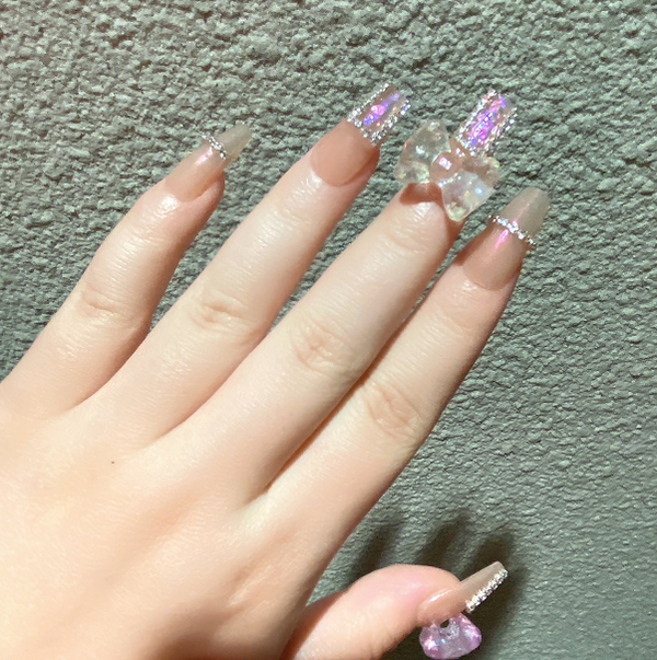 Uñas Postizas Decoradas - Diseño Princesa Mariposa Premium