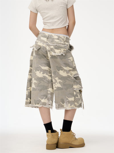 Pantalones Cortos Denim Camuflado Leopardo Estilo Retro Urbano - Image 3