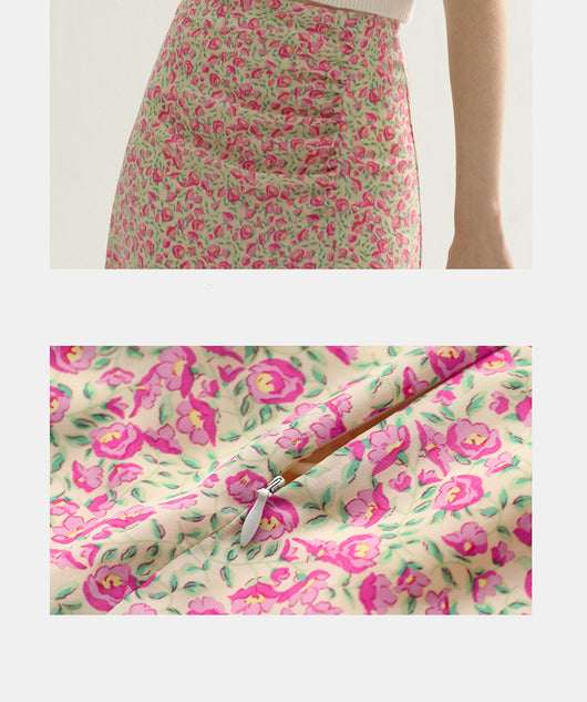Vestido Vintage Floral Francés con Abertura y Tirantes - Image 11