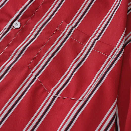 Camisa de Manga Larga con Rayas Contrastantes Estilo Estadounidense para Hombre - Image 19