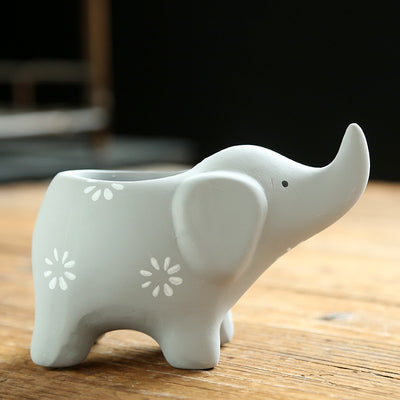 Maceta Decorativa de Cerámica con Diseño de Elefante para Suculentas - Image 9