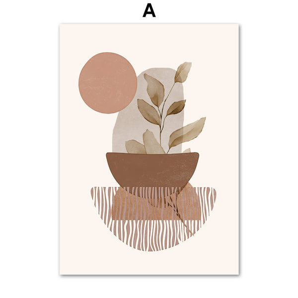 Cuadro Abstracto Geométrico Boho con Líneas - Arte Moderno para el Hogar
