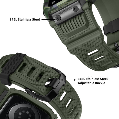 Funda Protectora Apple Watch 45/678 Generaciones Camuflaje con Correa Integrada - Image 14