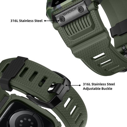 Funda Protectora Apple Watch 45/678 Generaciones Camuflaje con Correa Integrada - Image 14