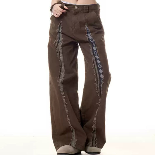 Jeans Vintage con Costuras Deshilachadas y Múltiples Bolsillos para Mujer - Image 3