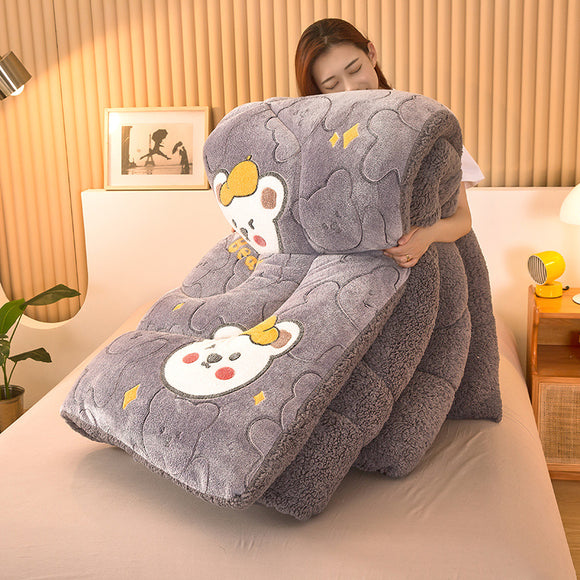 Edredón Térmico Reversible de Lana Polar Gruesa para Invierno