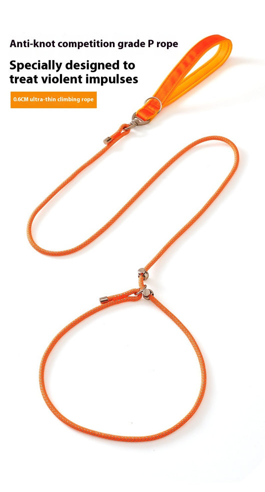 Red anti-knot competition grade P rope dog leash with a padded handle and metal hardware. - Image 11