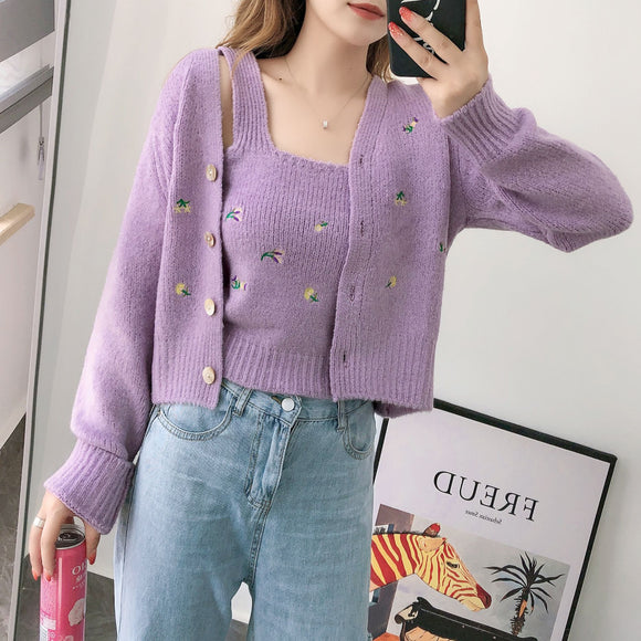 Cardigan Tejido Suelto de Moda - Suéter Exterior Versátil