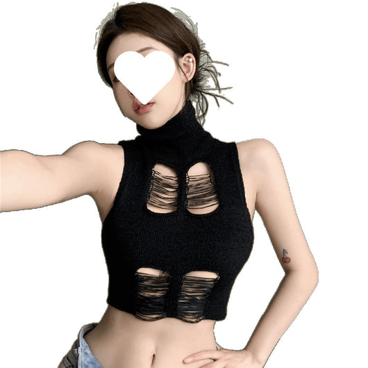 Chaleco Tejido Cuello Alto con Cutouts Adelgazante para Mujer - Image 5