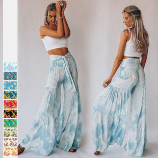 Pantalones Yoga Sueltos con Estampado Étnico y Cintas en Tobillos para Mujer - Image 30