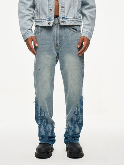 Jeans Acampanados con Parches Flame para Hombre - Image 9