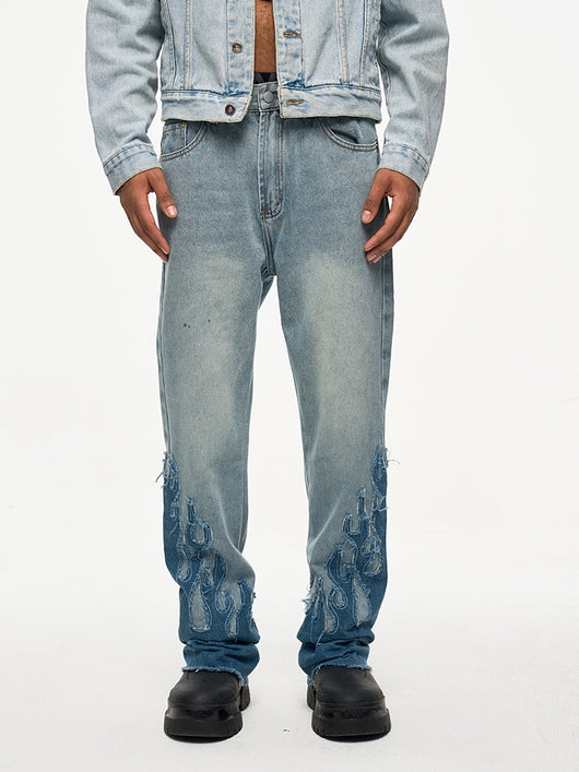 Jeans Acampanados con Parches Flame para Hombre - Image 9