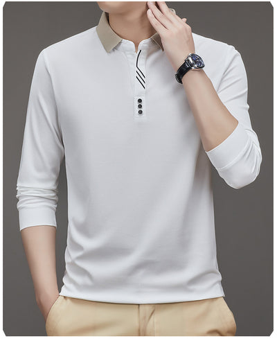 Polo Ejecutivo Otoño Hombre - Camisa Básica Cuello Solapa Color Sólido - Image 11