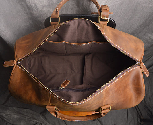 Bolsa de Viaje Retro en Cuero Crazy Horse Estilo Europeo Americano para Hombre - Image 2
