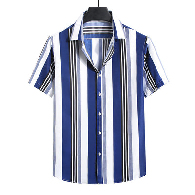 Camisa Holgada de Rayas para Hombre - Manga Corta - Image 14