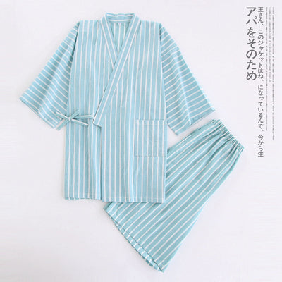 Pijama de Algodón Rayado para Pareja - Conjunto Kimono Japonés Cómodo - Image 20