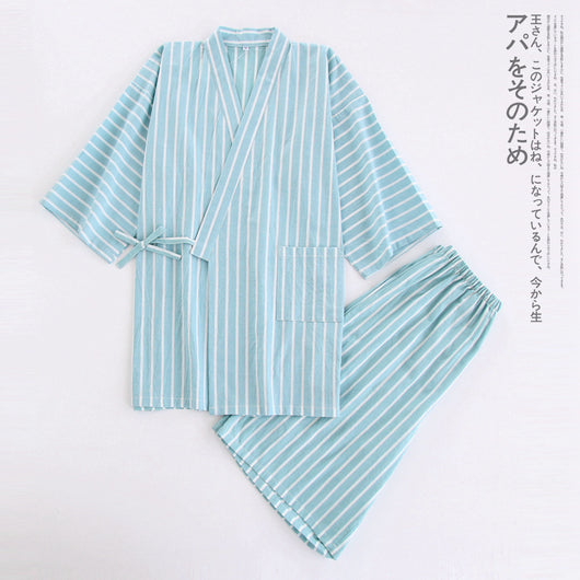 Pijama de Algodón Rayado para Pareja - Conjunto Kimono Japonés Cómodo - Image 20