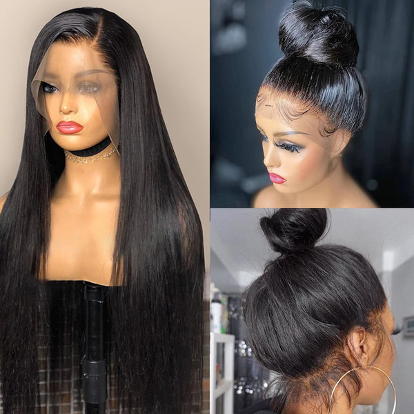 Peluca Lace Wig Cabello Natural Liso Negro Largo Medio