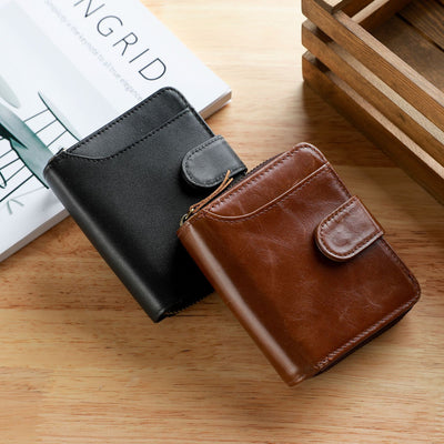 Billetera Compacta de Cuero para Hombre con Múltiples Compartimientos