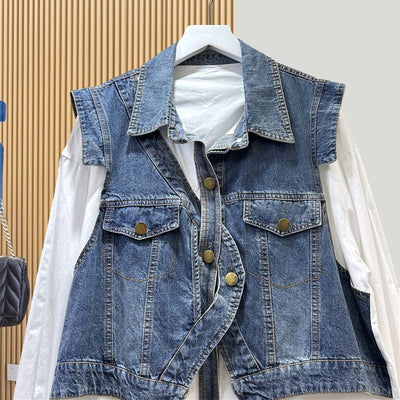 Chaqueta Denim Falso Dos Piezas para Mujer con Diseño Moderno - Image 14
