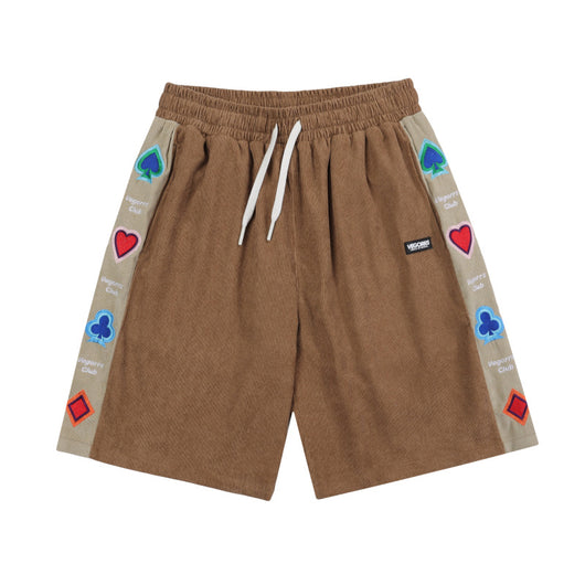 Shorts de Pana Retro con Bordados Estilo Europeo y Americano - Image 4
