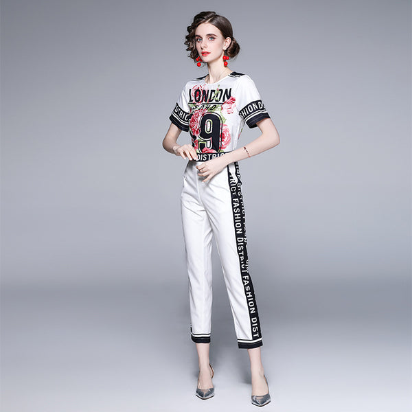 Conjunto Estampado Slim: Remera y Pantalón Capri