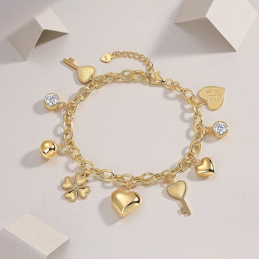 Pulsera de Moissanita con Cadena Trasera para Mujer