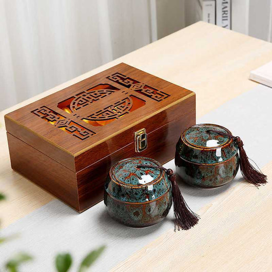 Recipiente de Té en Cerámica Artesanal con Caja de Madera - Image 5