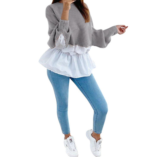 Blusa Elegante con Combinación de Colores en la Cintura y Mangas Largas - Image 11