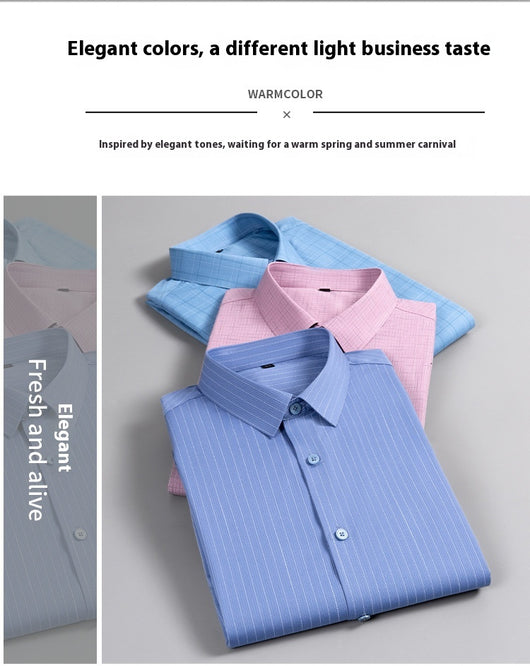 Camisa Manga Larga Rayada de Fibra de Bambú Premium sin Costuras para Hombre - Image 21