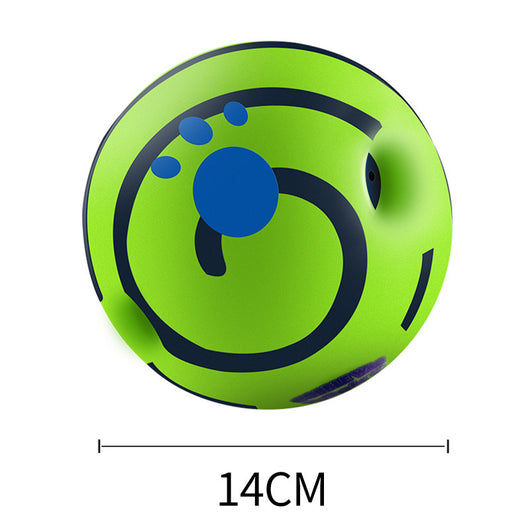Yellow and green textured dog toy ball with food leakage holes, measuring 10cm in diameter. - Image 8