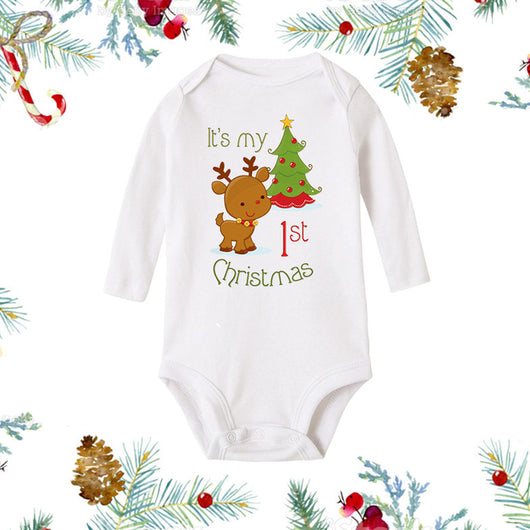 Mameluco Navideño Blanco de Manga Larga para Recién Nacido - Image 6
